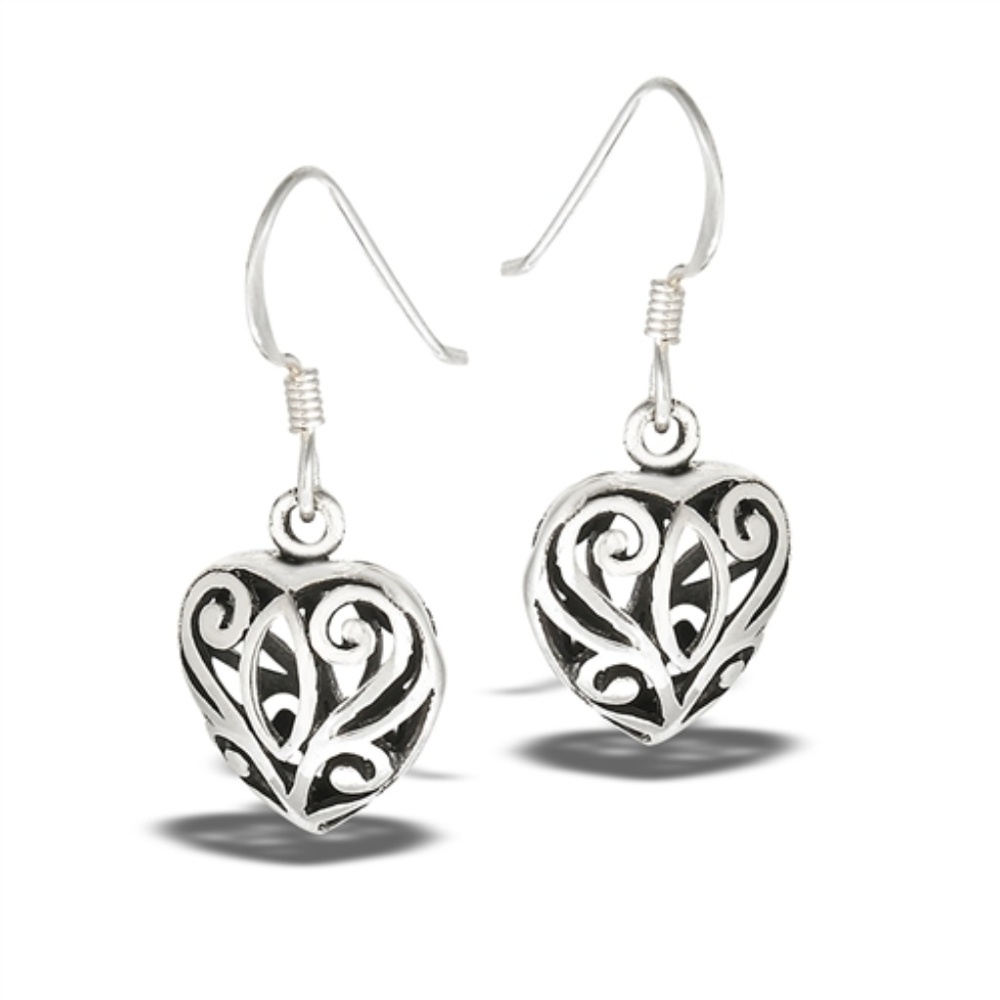 NWT-Sterling Silver (925) Filigree Heart Earrings